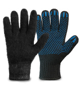 Двойные полушерстяные перчатки с внутренним начёсом (50% шерсть + 50% акрил), с ПВХ «Точка» по ГОСТу с маркировкой, черные